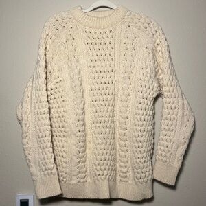 Vintage LL Bean Cream Cable Knit Sweater